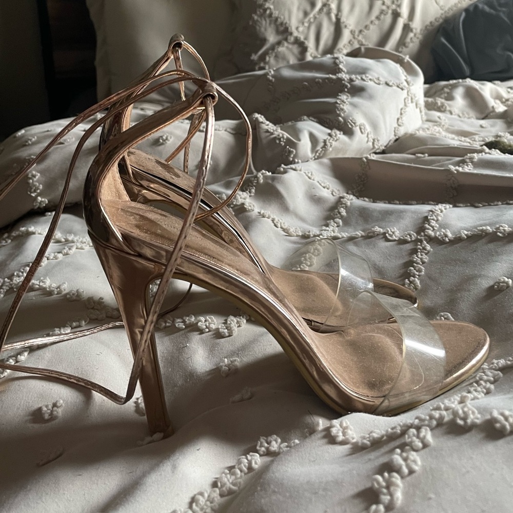 Beautiful Rose Gold Tie Up Heels
